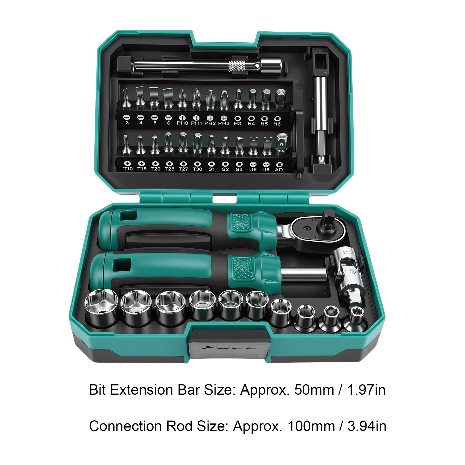 Ratchet Wrench and Screwdriver Set 10 Sockets 24 Bits 2 Extension Bars 1/4 Inch Universal Joint Wrench and Screwdriver Set