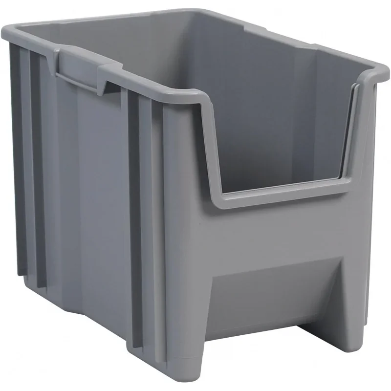 13014 Stak-N-Store Heavy Duty Stackable Open Front Plastic Storage Container Bin, (17-1/2-Inch x 11-Inch x 12-1/2-Inch), Gray, (