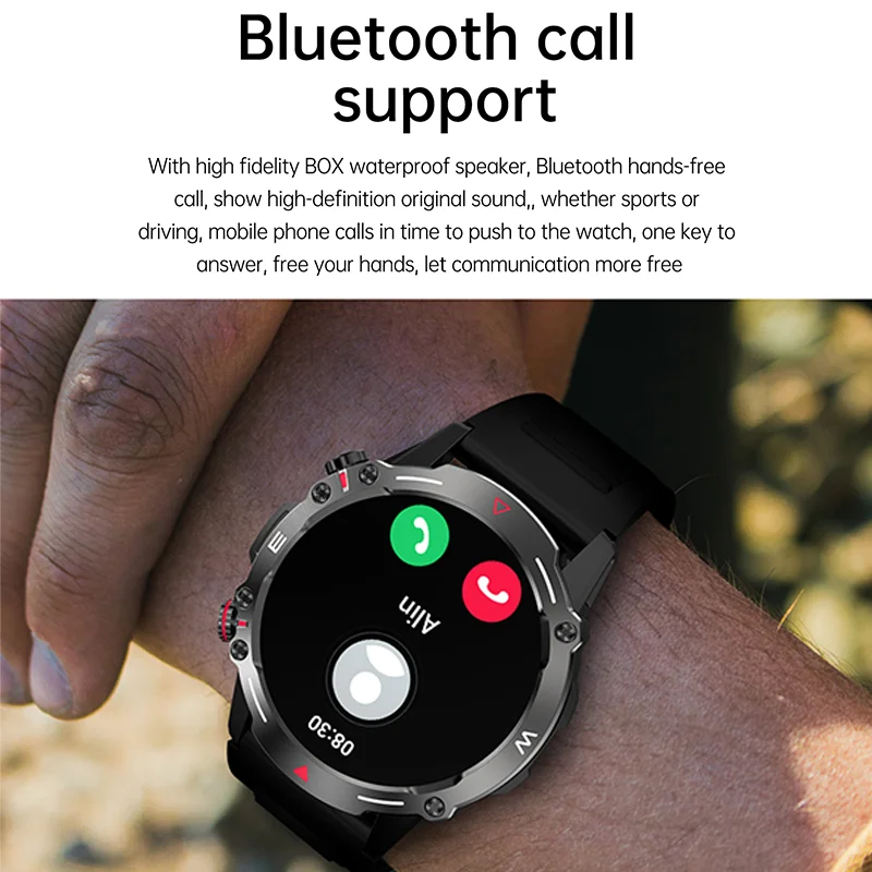 New 1.43-inch HD Bluetooth calling smartwatch 410Mah large battery 100+ dial 466*466 AMOLED outdoor smartwatch for Android iOS