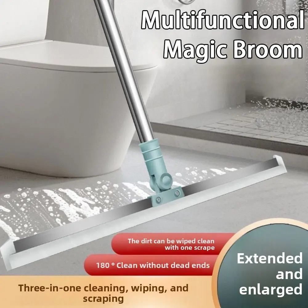 180˚ Rotating Floor Scraper Retractable Silicone Magic Broom Hanging Floor Squeegee Broom for Clean Water Stains Hair Essential