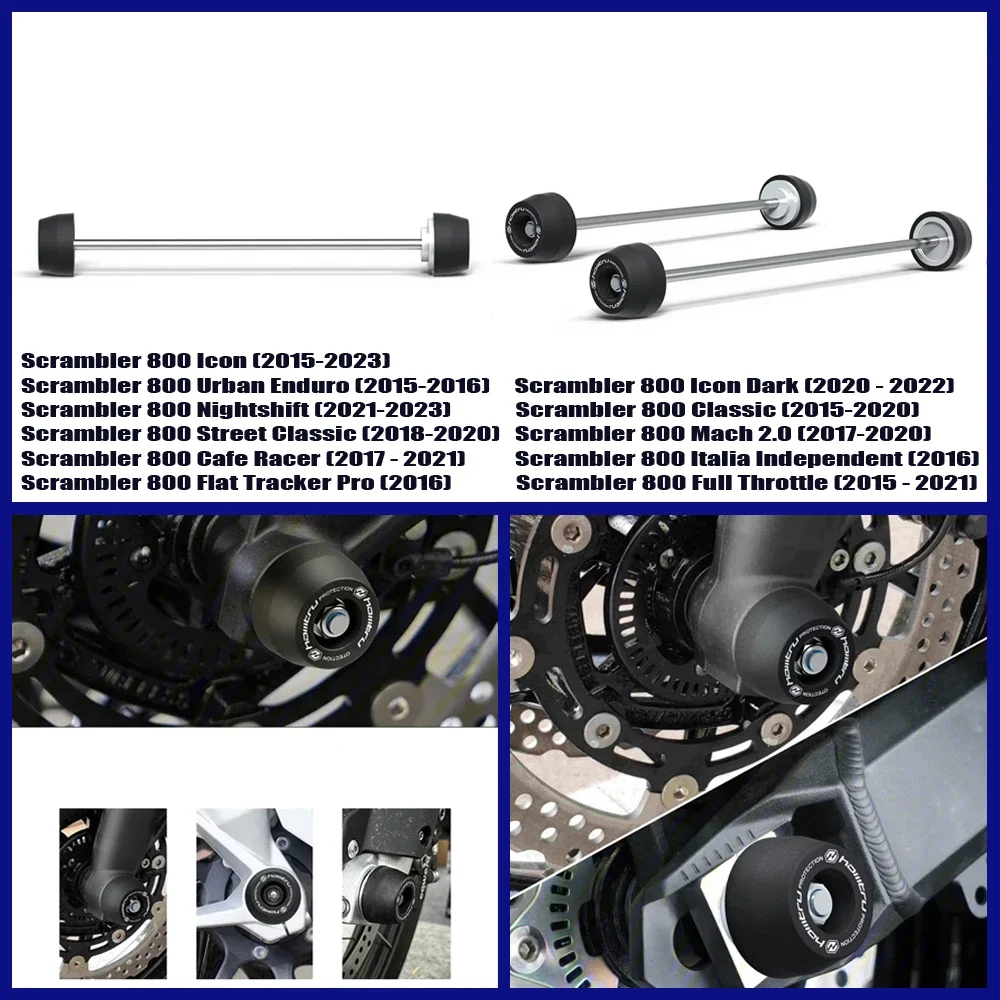 

for DUCATI Scrambler 800 Cafe Racer / Icon 2017-2021 Motorcycle front and rear wheel axle protection device