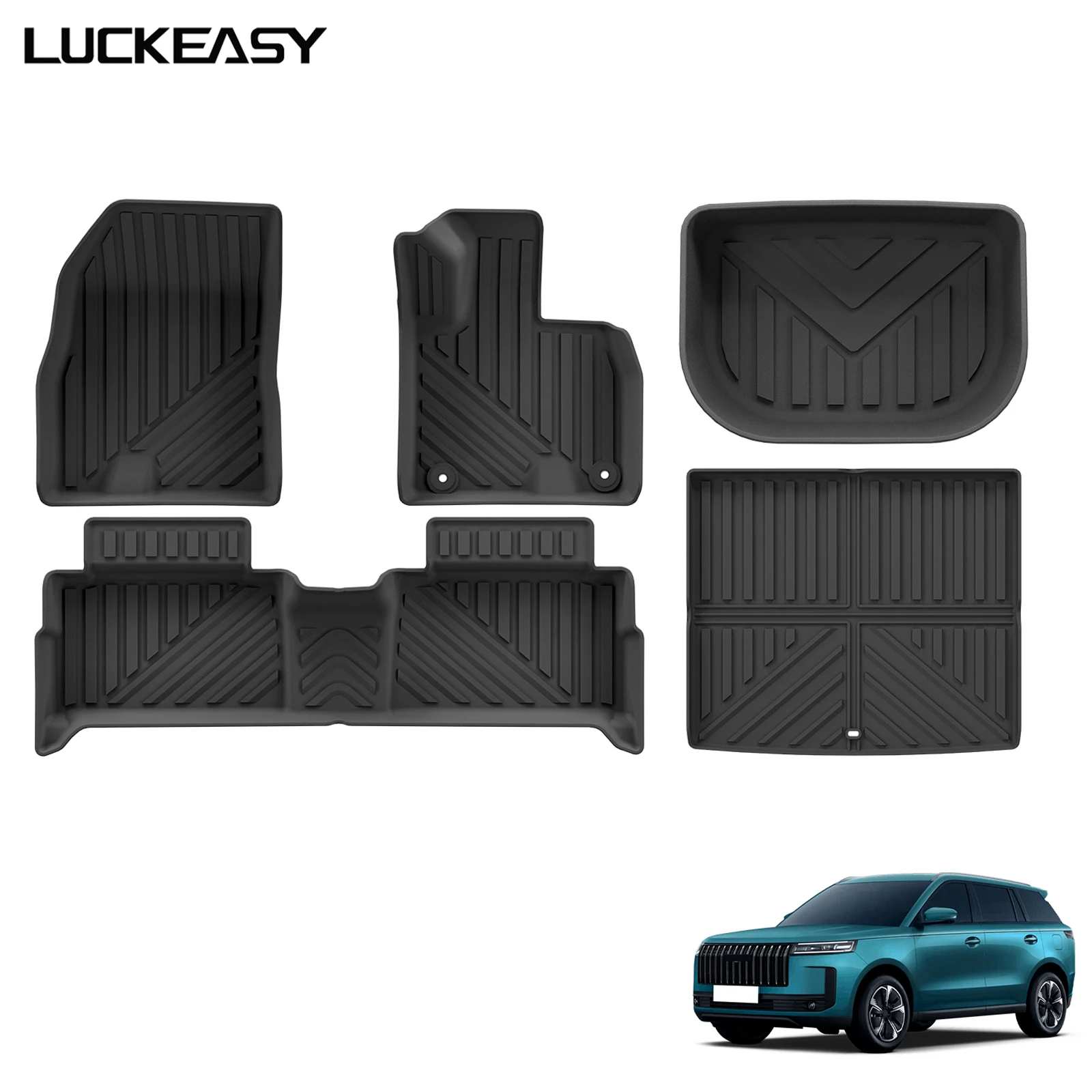 

Комплект всепогодных ковриков для Chery Jaecoo 5 EV 2025-2026 (правый руль): коврики для пола, багажника, аксессуары для салона автомобиля