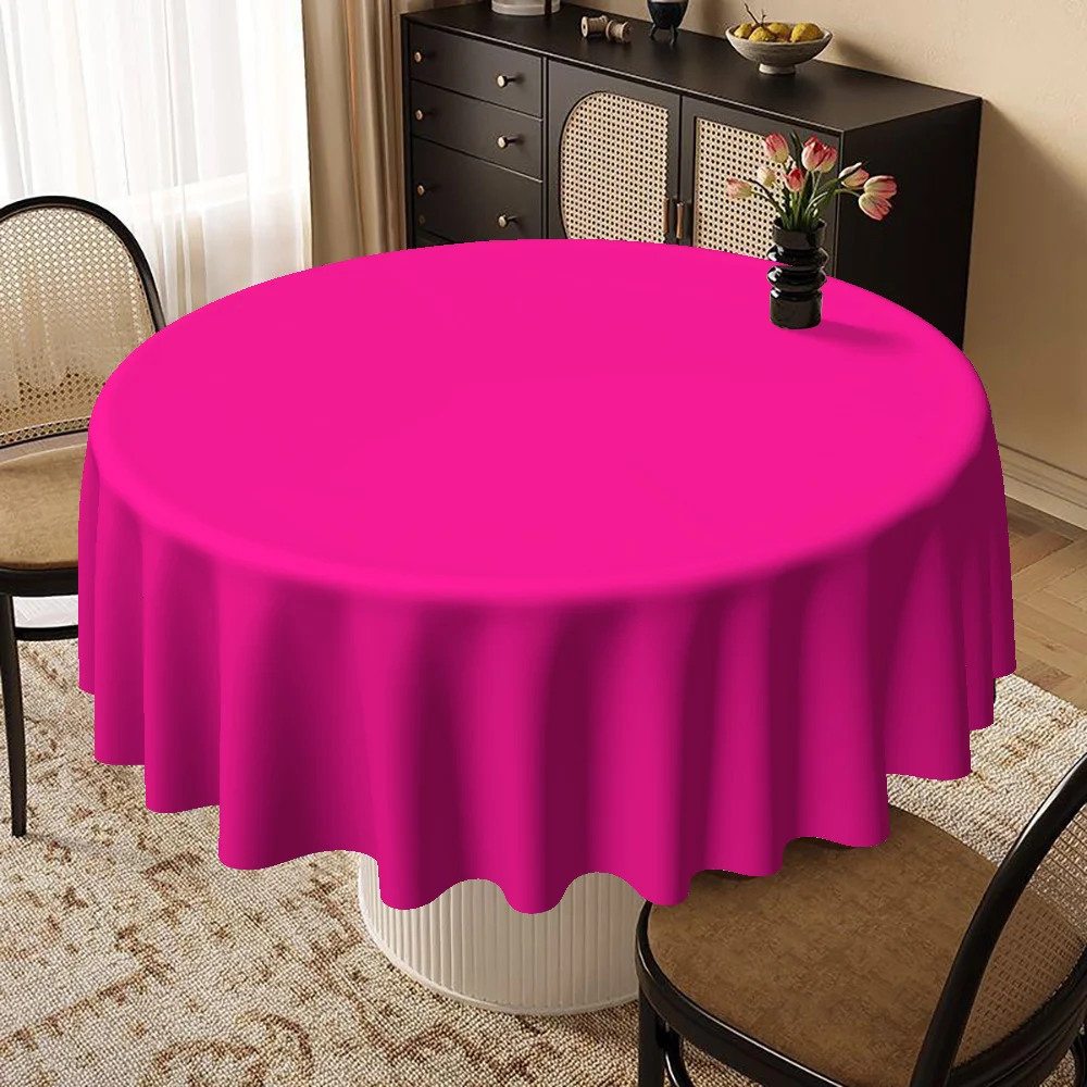 Round tablecloth, with a Christmas theme, featuring a pure pink design, suitable for Christmas