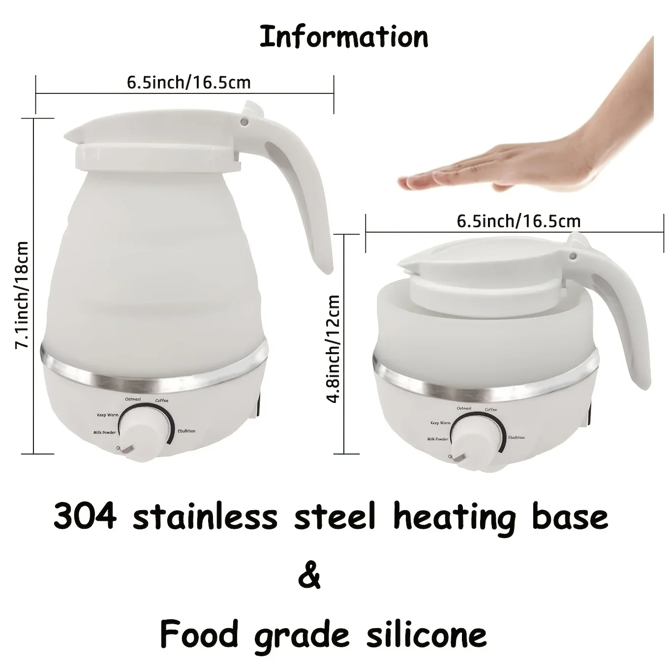 Foldable And Portable Teapot Water Heater 0.6L 600W 110/220V Electric Kettle For Travel And Home Tea Pot Water Kettle Silica Gel