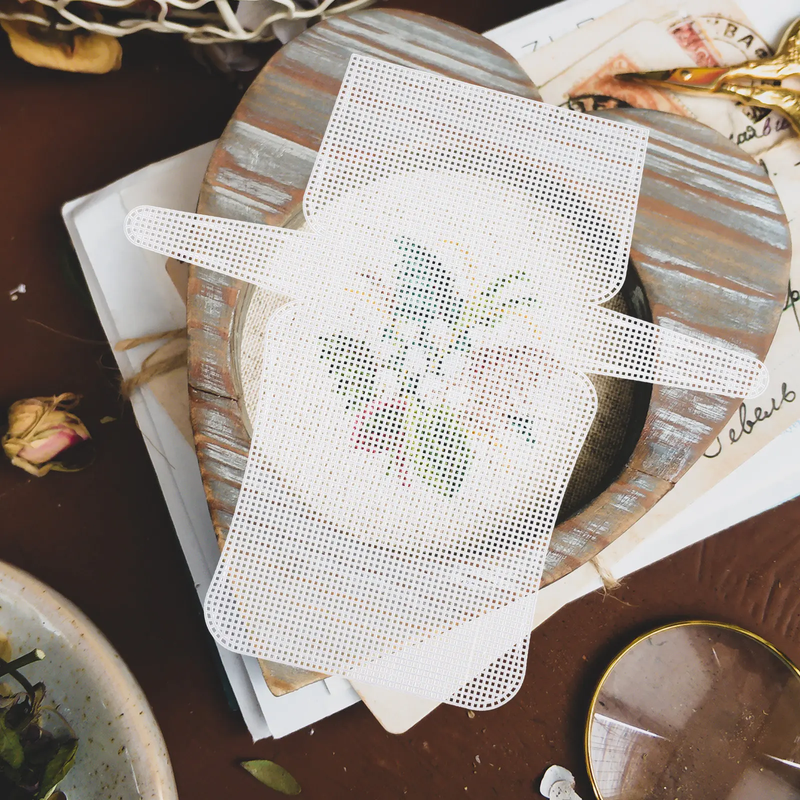 1 Juego de Láminas de Malla Plástica Lisa para Coser Bolsos DIY, Kit de Manualidades para Carteras y Monederos Hechos a Mano, Lámina de Lona de Malla Blanca para Punto de Cruz