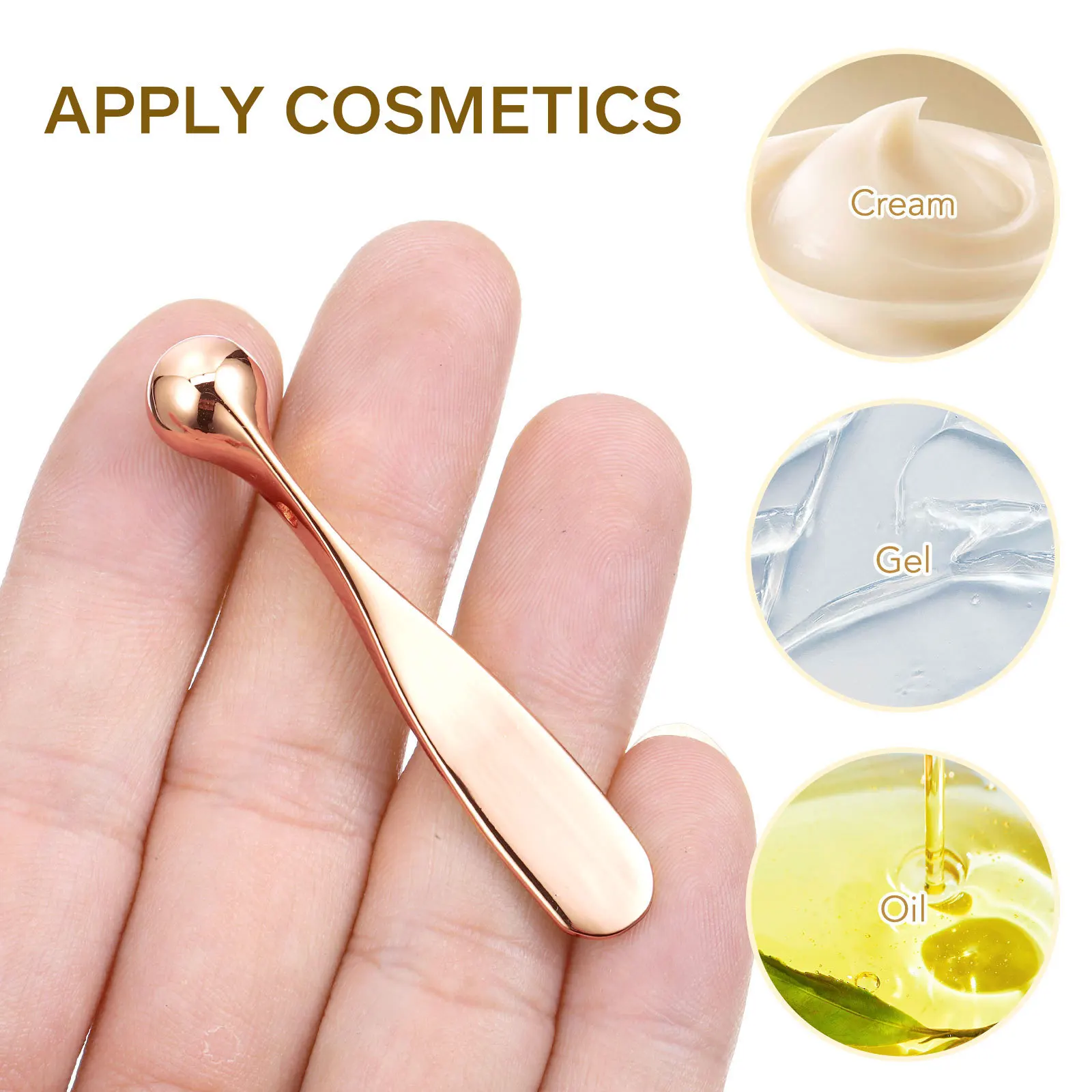 

2pcs Cream Spoon Massage Stick Zinc Alloy Skin Care Tool For Women Rose Gold Mini Portable Eye Tool Eye Face