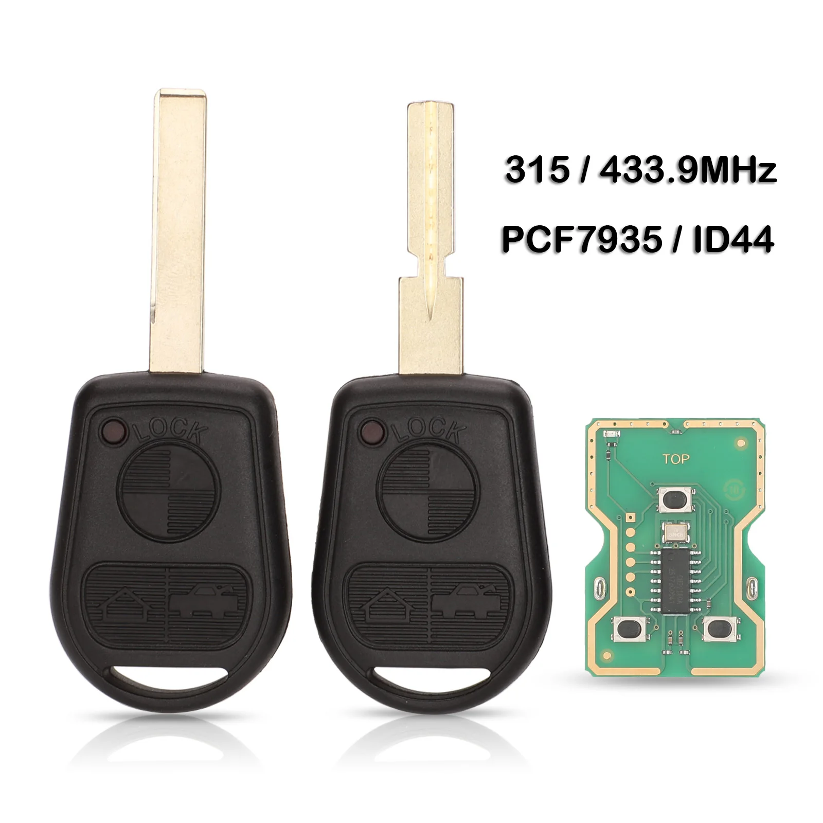 

jingyuqin Remote Key 315/433Mhz ID44-7935 Chip For BMW Z3 E31 E32 E34 E36 E38 E39 E46 Z3i 3 Button HU58/HU92 Key Balde Replace
