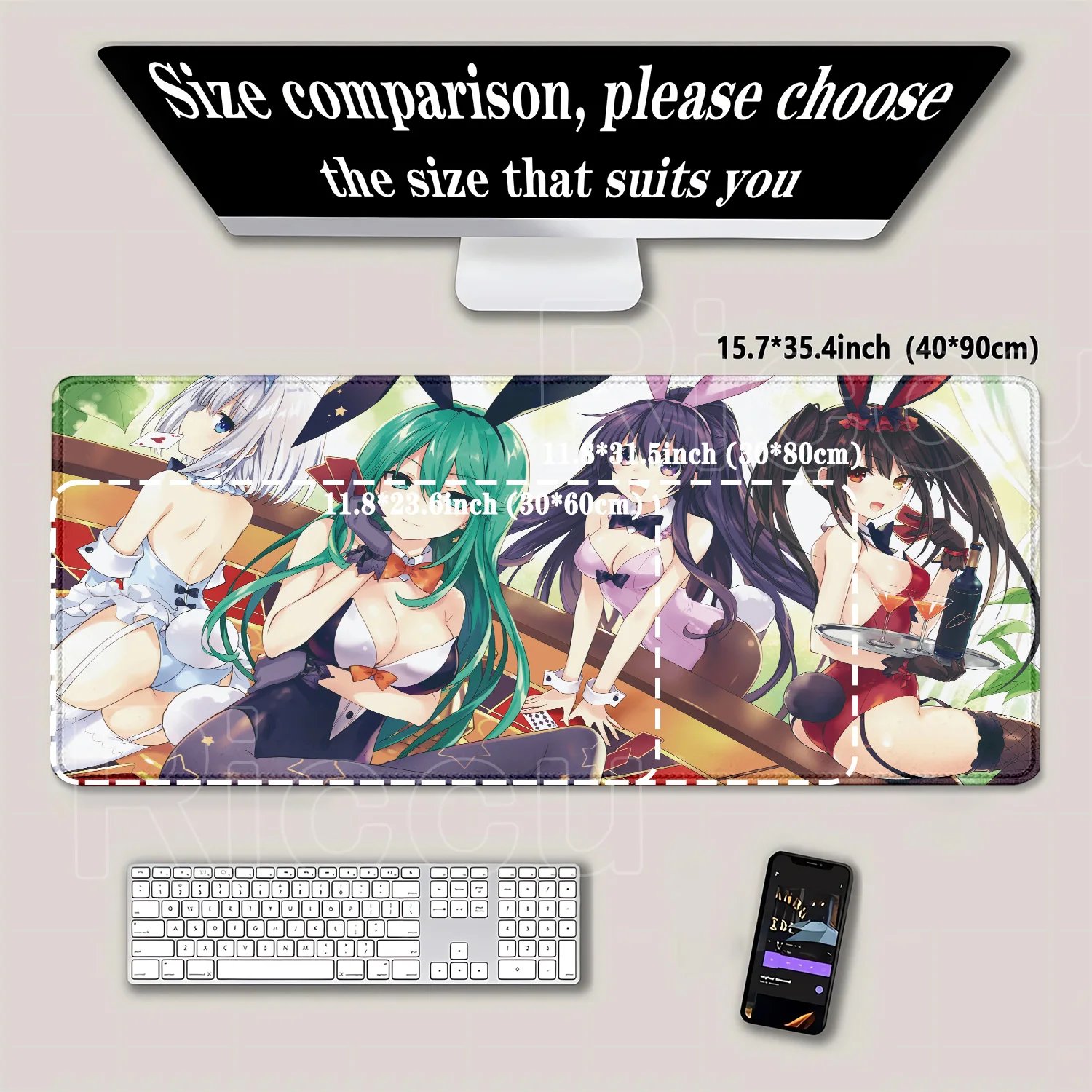 Коврик для мыши Date A Live, аниме, геймерский шкаф, настольный коврик, клавиатура, компьютер, мягкая настольная панель, аксессуары для игровых офисов, коврик для мыши teclado