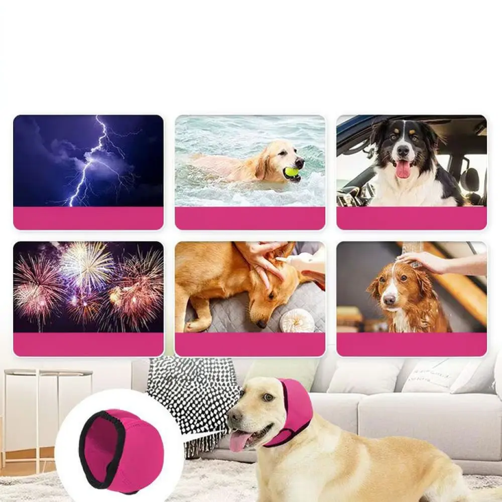 For For Doglemi Dog Anxiety Snood Calming Ear Muffs Waterproof Head Wrap For Thunderstorm Noise Reduction Grooming Accessory