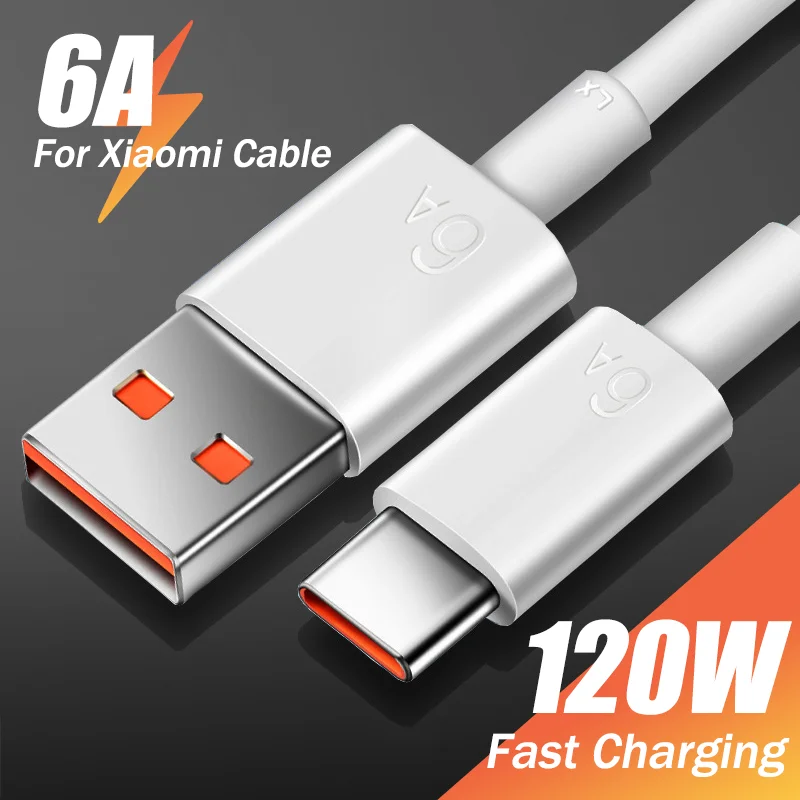 6A 120W Fast Charging USB Type C For Xiaomi Mi 13 14 Ultra Pro Charger Cable Phone Accessories For Redmi Note 14 12 Quick Charge