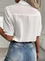 2024 Spring Embroidery Women Blouse Fashion Summer V-neck Lantern Sleeve White Shirt Woman Vintage Cotton Hollow-out Tops 24350 - Image 3