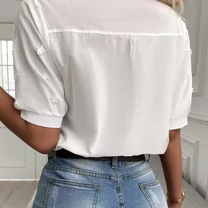 7 Hauptverkaufsbluse Stickerei Weiß - №4