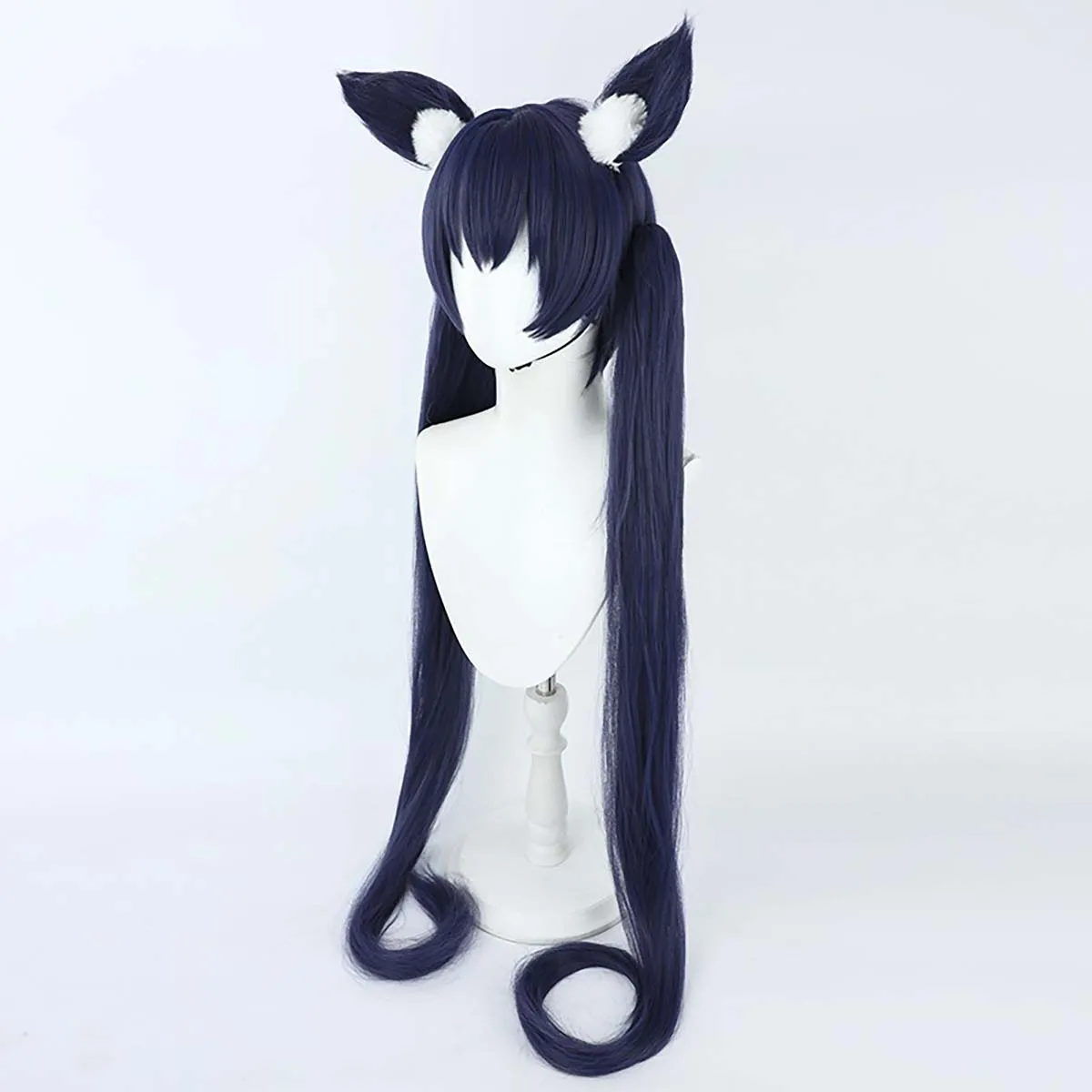 Women Anime Game Blue Archive Cos Kuromi Serika Long Dark Blue Ponytail Hair Wig