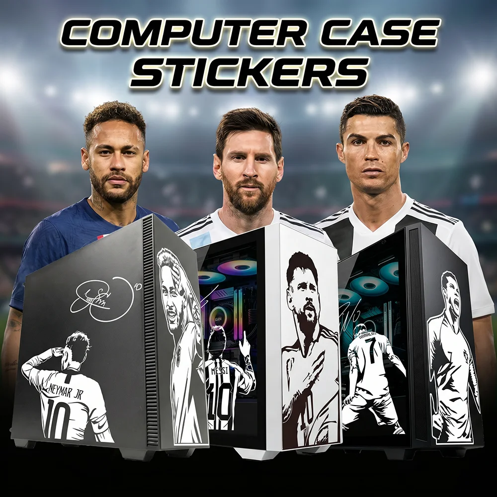 Messi Cristiano Ronaldo Neymar Football Star PC Case Stickers,Decor Decals for ATX Computer Chassis Skin,Waterproof