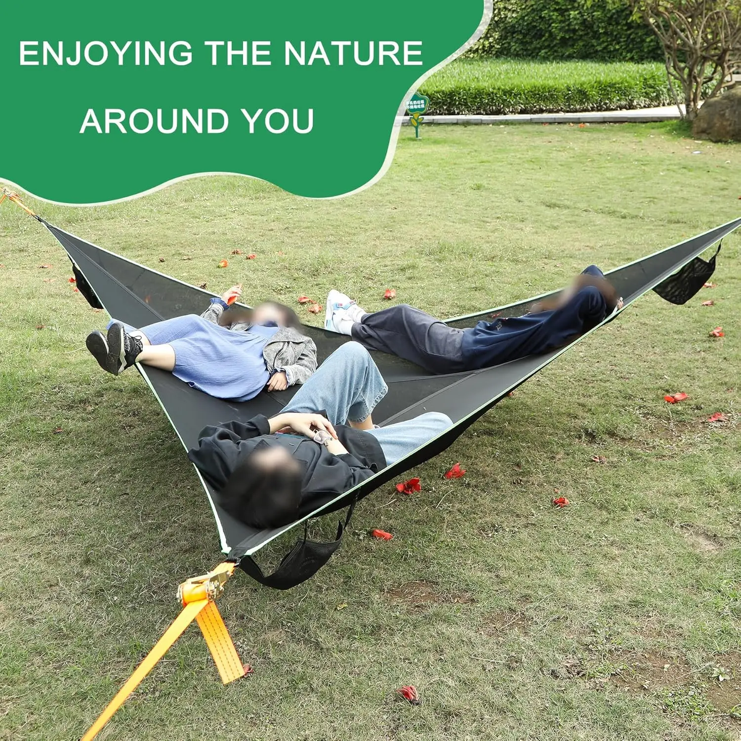 

Triangle Hammock, 10ft Triangle Camping Hammock Max 600 Lbs for 2-3 Adult Kid, Portable Outdoor Travel (118''/300cm)