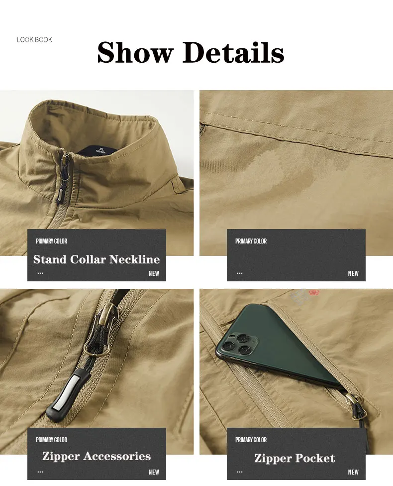 سترة بياقة قائمة متعددة الجيوب للرجال ، صدرية خارجية ، سترة تخييم وصيد الأسماك ، قماش نايلون ، صدريات من الخارج #5