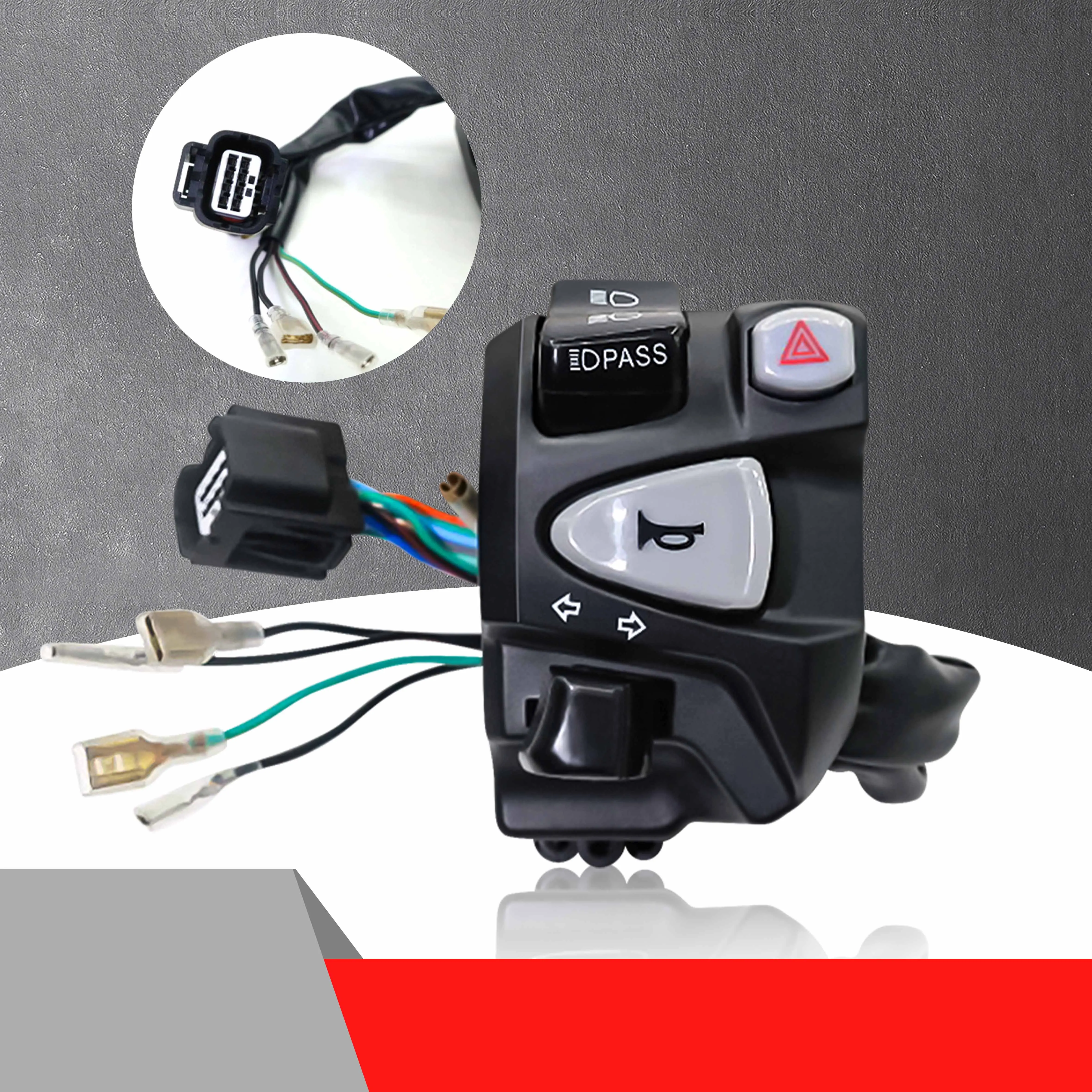 Motorcycle Converter Universal Three-Way Switch (Left/Right), With Waterproof Clip Mini Running Light Switch