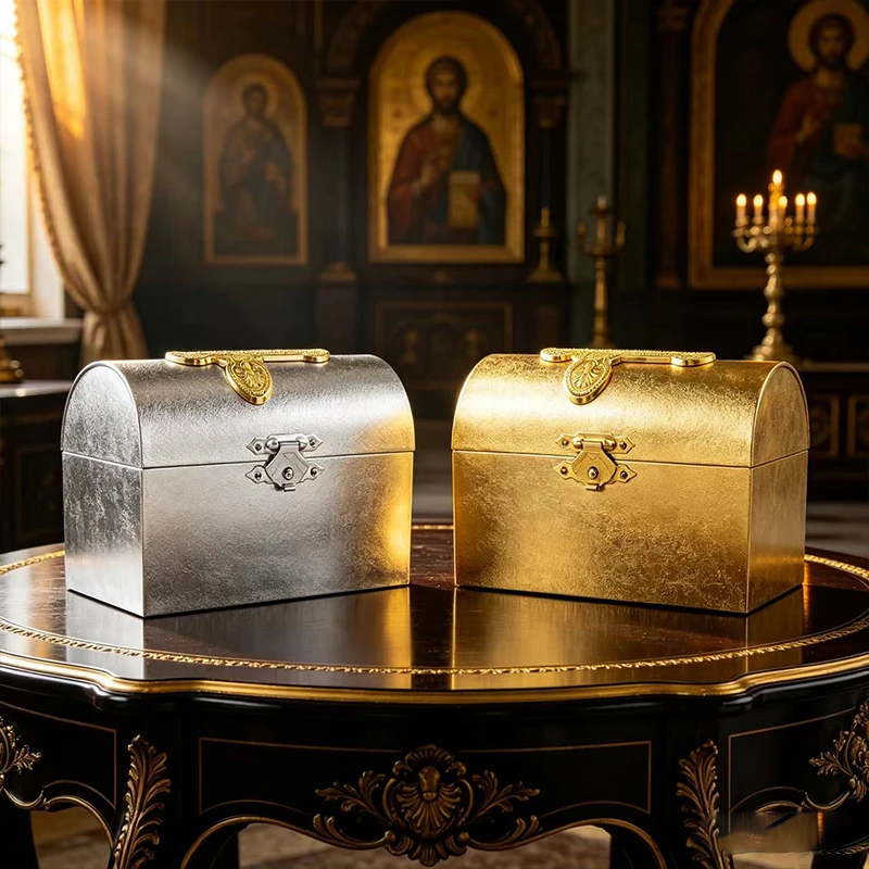 Gold Silver Treasure Chest Box Orthodox Catholic Altar Reliquary Church Liturgical Storage Relic Byzantine Christian Gift