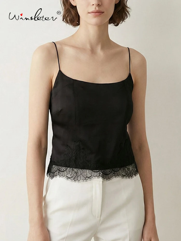 

Комплект нижнего белья Winsleter-19MM: сексуальный топ на бретельках из 93% шелка с треугольными чашечками и тонкое кружевное белье с ресничным краем, коллекция Лето 2026, P63215CC