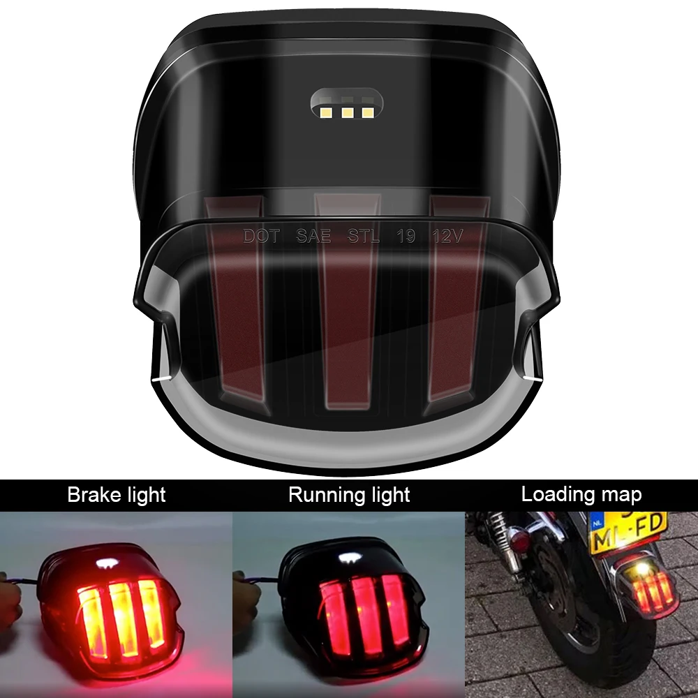 Motorcycle LED Tail Light Smoke Lens Brake License Plate Lamp Rear Stop 12v For Harley Dyna Road King Softail Touring