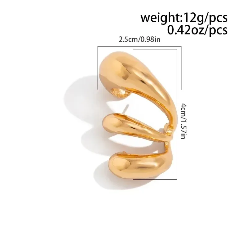 Designer Metal Polished Geometric Plain Stud Earrings, Personalized Hoop Earrings, Smooth Surface, Fashionable Minimalist - view 5