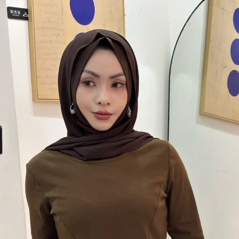 Muslim Arabian Women Rhinestone Elegant Autumn Two Layers Hijab