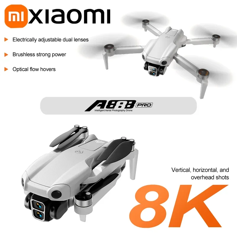 Xiaomi a888 pro vr drone 8k profissional aérea hd câmera dupla inteligente evitar obstáculos sem escova de energia dobrável brinquedo uav