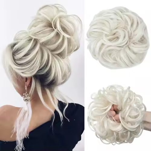 Synthetic Messy Hair Bun Extensions Big Curly Elastic Hair Scrunchies Hairpieces Chignon Donut Updo Hair Pieces for Women - Image 14