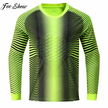 Children Boys Soccer Goalkeeper Tops Football Training Match Uniform Goalie Shirt Long Sleeve Quick-Drying Sponge Padded T-shirt