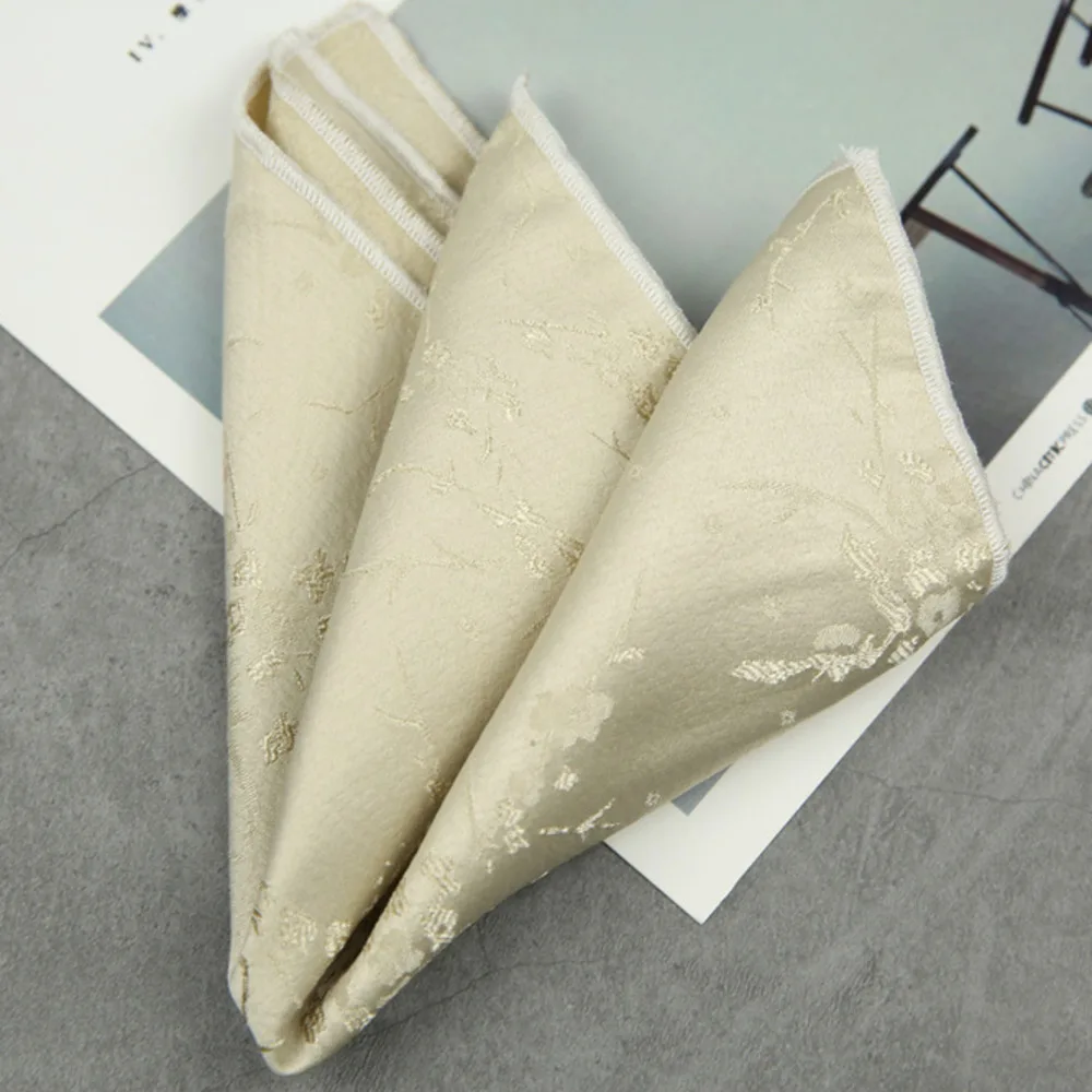 Men's Black & White Floral Pattern Pocket Square Handkerchief