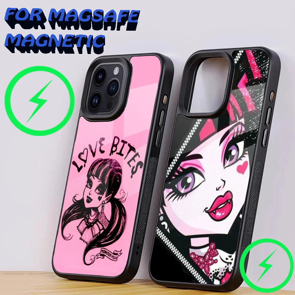 Cartoon M-Monster H-High Phone Case For iPhone 15,14,13,12,11,Plus,Pro,Max Mini Magsafe Magnetic Wireless Charging