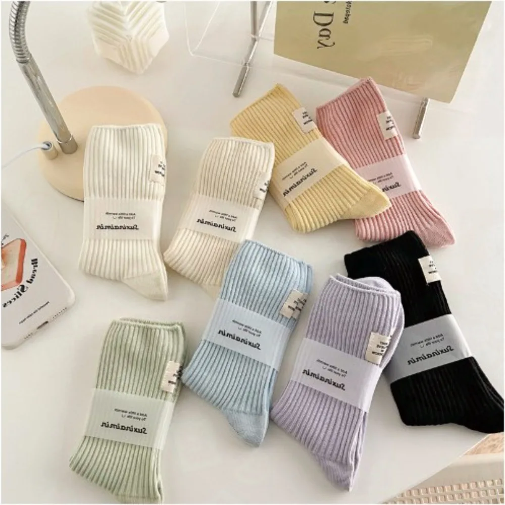 Women Socks Long New Candy Color Middle Tube Crew Socks Japanese Harajuku Fashion Breathable Fresh Colorful Socks чулки