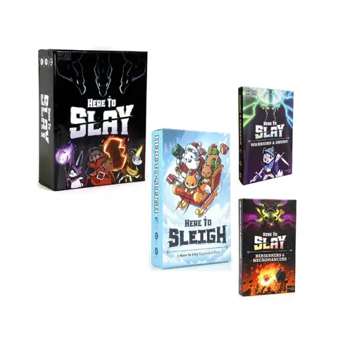 Here to Slay Here to Sleigh Holiday Expansion Pack Strategic role playing card game for kids teens adults 2-6 player
