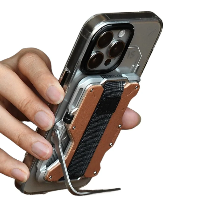 Multifunctional Magnetic Car d Pack Bra cket Carb on Fiber Ma gsafe Multi-angle   Shield ing Card EDC Tool Bottle Opener