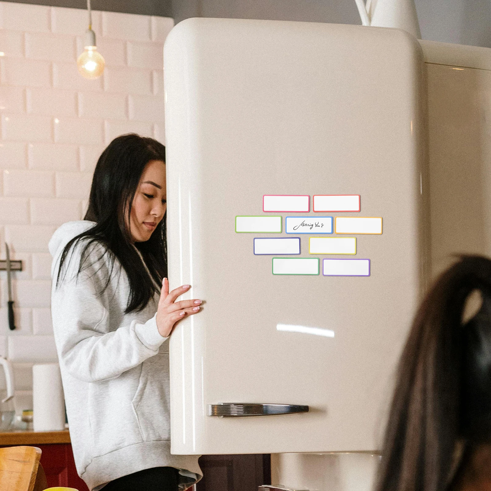 54pcs Labels Erasable Notice Board Magnets Name Tags for Office School Full Backing Dry Surface Reusable 8X3CM