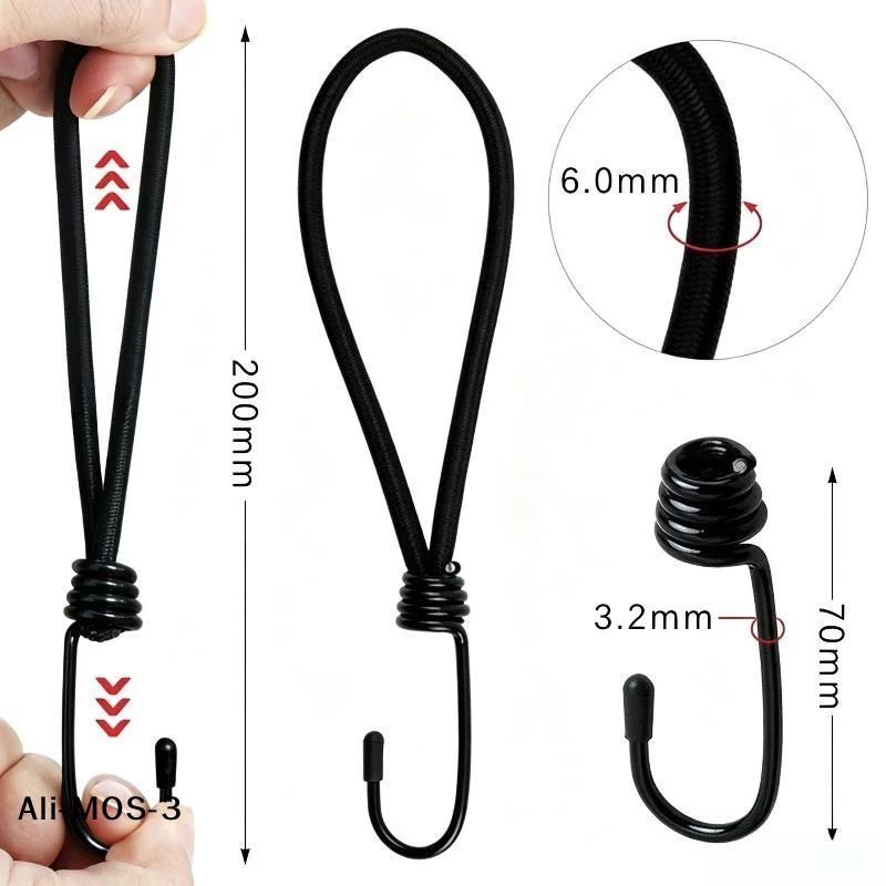 【S】10Pcs Metal Spiral Cord Hook Heavy Duty Strong Load Capacity Black Cargo Net Hooks Universal Fastener Accessories For ATV