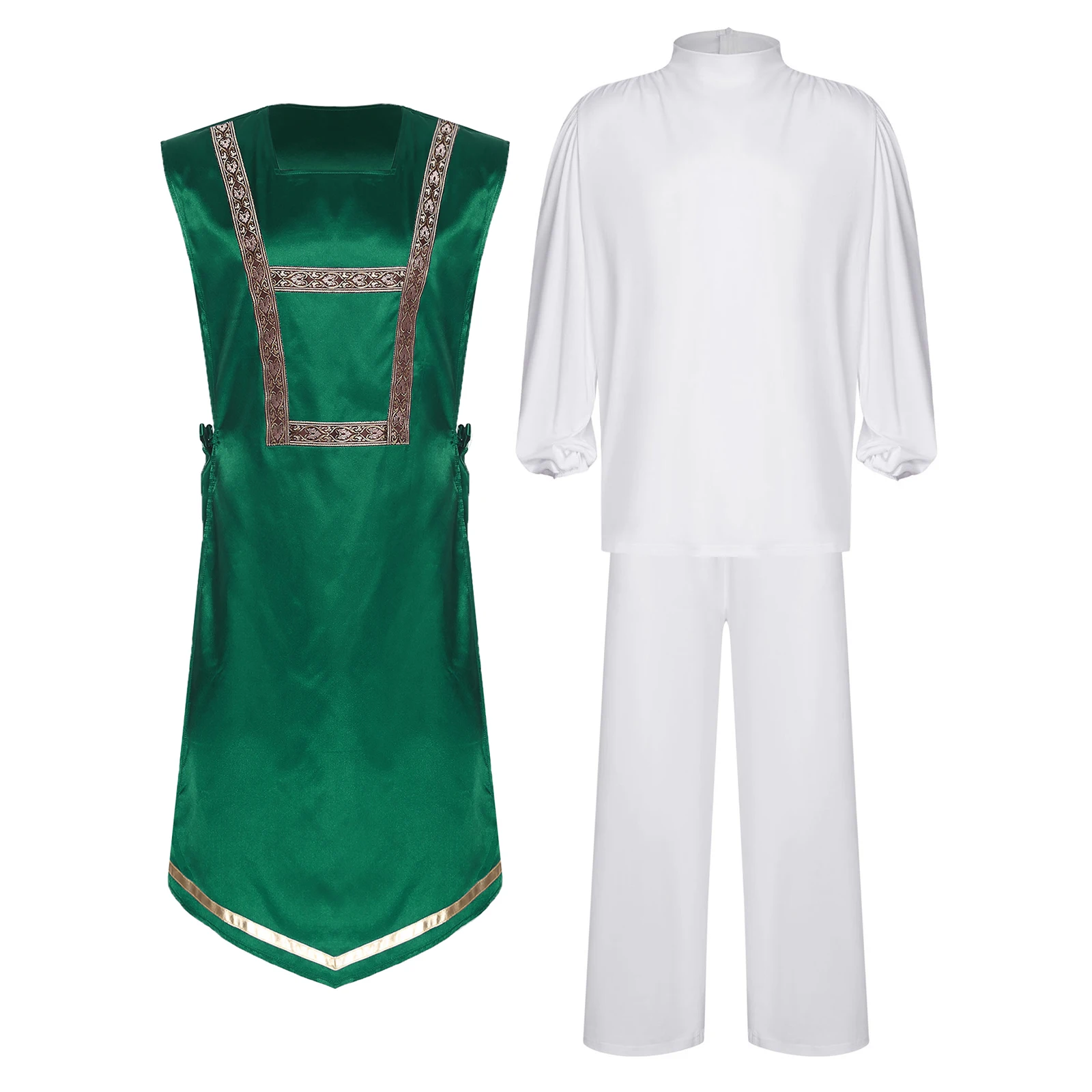 

Men Liturgical Worship Dance Dresses Church Praise Costume Outfit Long Sleeves Shirts and Pants Suits for Lyrical Ballroom Dance