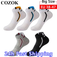 5 Pairs Plus Size38-47 Men Ankle Socks Breathable Cotton Sports Socks Mesh Casual Athletic Summer Thin Cut Short Sokken For Male