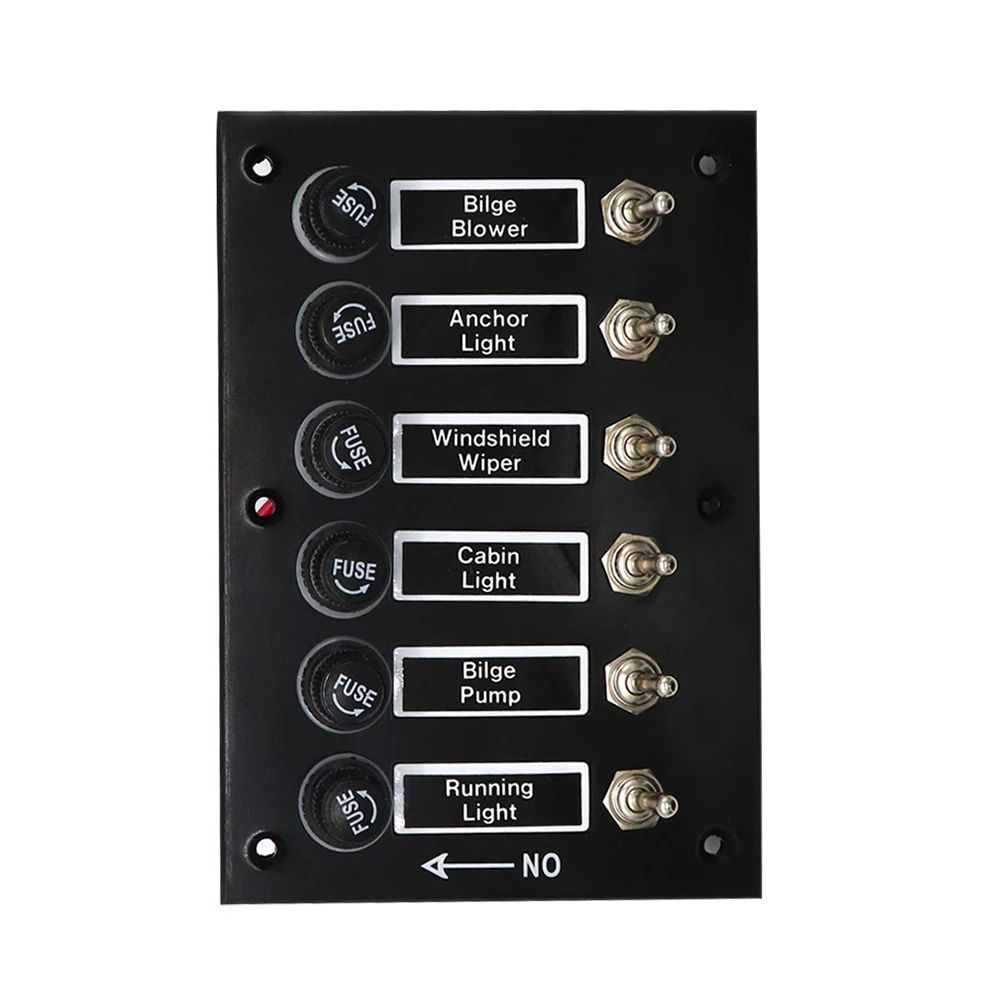 Car Switch Panel 6 Gang ON/OFF Rocker Toggle DC12/24V for Car Marine Ship Caravan RV Label Stickers With Fuse Protection