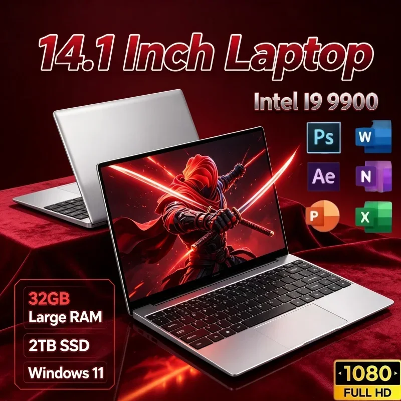 2026 Best Seller 14.1 Inch Intel I9‑9900 Windows11 32GB RAM 2TB SSD Quick Response Laptop For Household Daily Entertainment Work