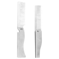 2Pcs Men Oil Hair Styling Foldable Comb Travel Beard Straightener Durable Metal Mini Portable Pocket Steel Kit Beard
