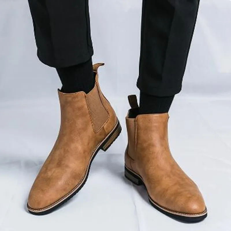2026 High Quality Boots for Men Brand Business Leather Boot Fashion Casual High Top Dress Boots Men's Chelsea Boots Botas Hombre