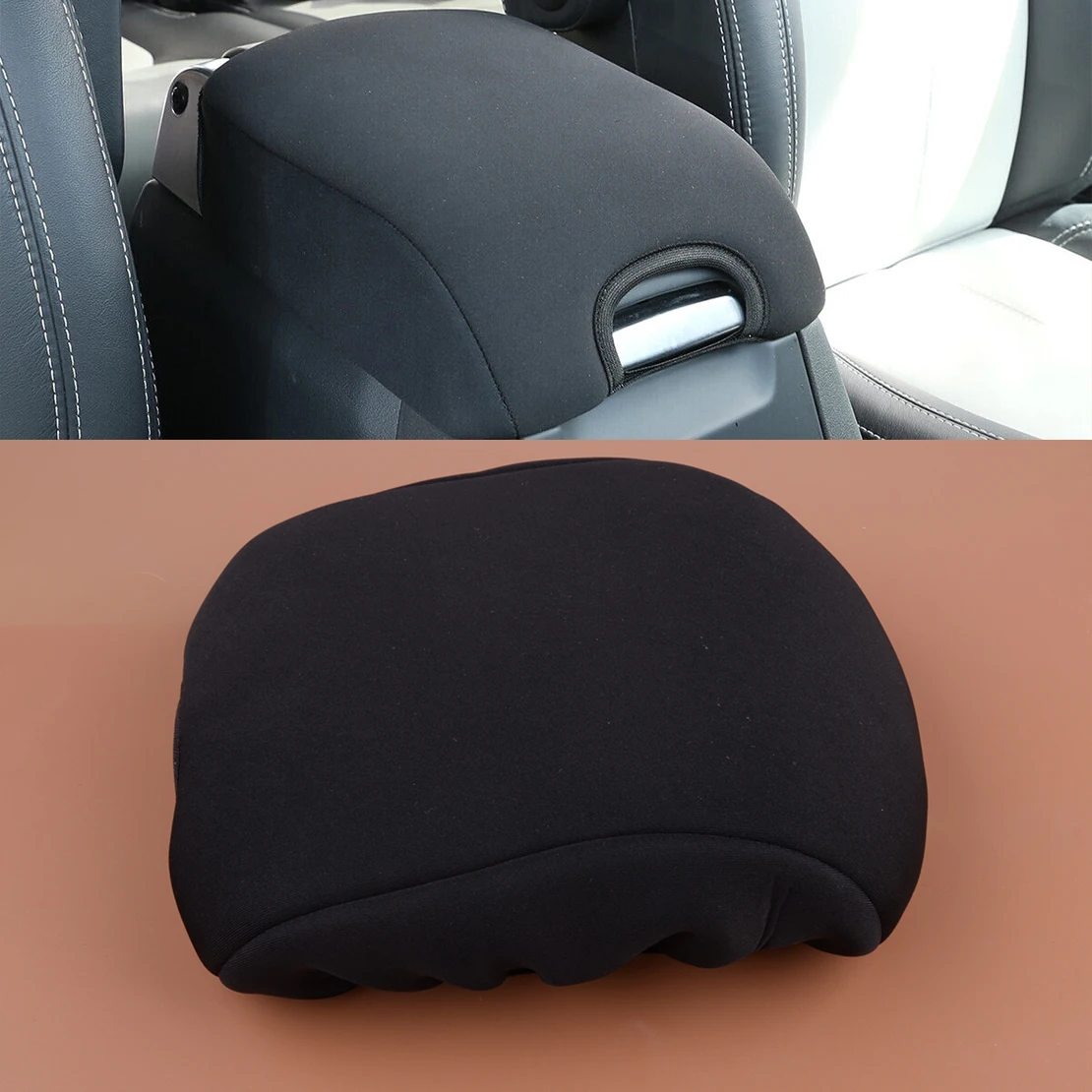 Black Center Console Armrest Box Lid Cover Cloth Fit for Land Rover Discovery 3 2004-2009 2010 2011 2012 2013 2014 2015 2016