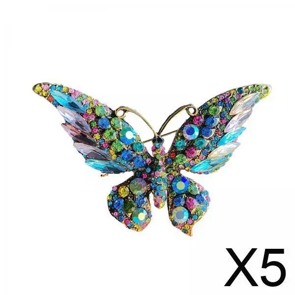 Versatile Butterfly Lapel Brooch Pin Colorful Rhinestone Fashion Accessory for Party Dress Suit Coat Scarf Holidays