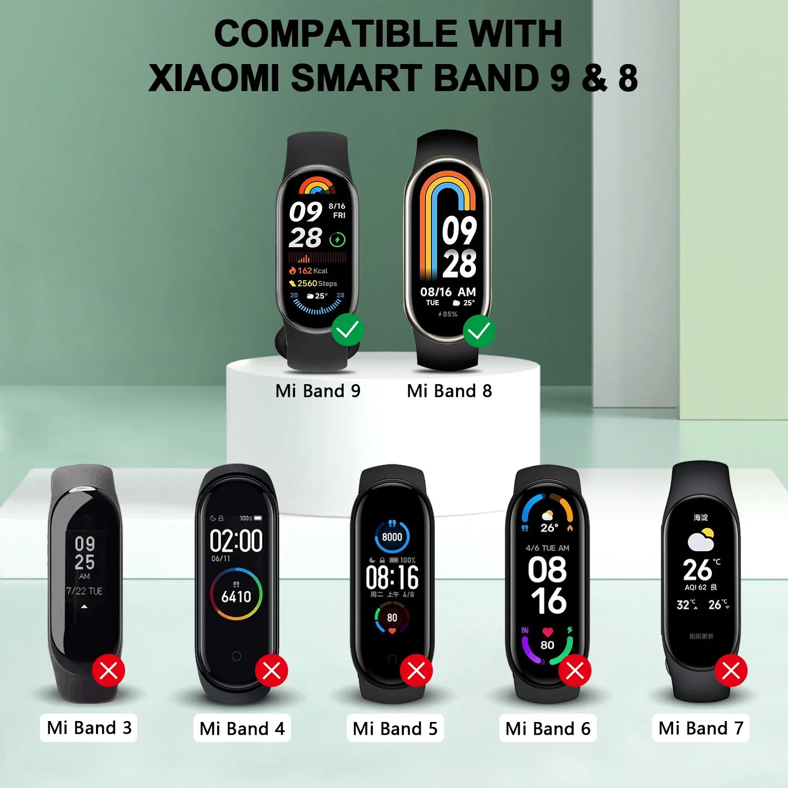 Per Xiaomi Mi Band 10 9 8 cinturino cinturino cinturino sportivo in silicone morbido cinturino in gomma per Xiaomi Miband 8 9 accessori NFC