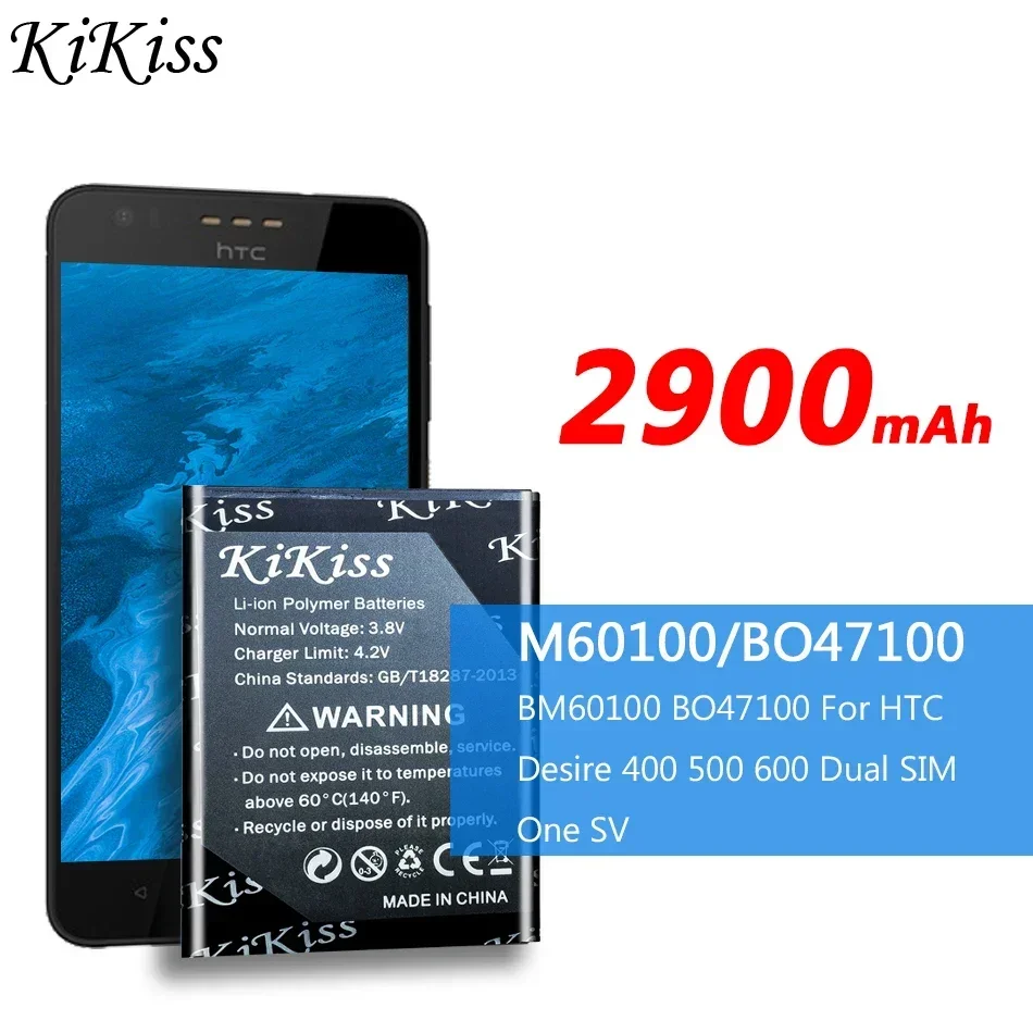 KiKiss Phone Battery 2900mAh For HTC Desire 400 500 600 Dual SIM 609d 5088 5060 C525c C525E T528 606W T606W T608T T609D BM60100