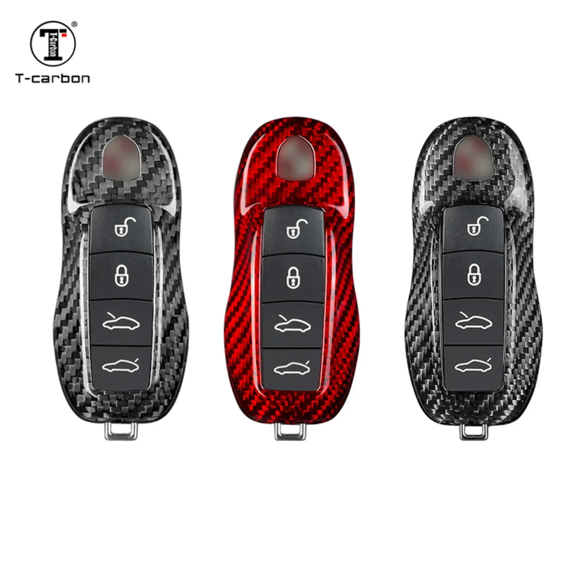 Carbon Fiber Car Key Cover For Porsche Macan Panamera Cayman Cayenne 911 970 981 991 T-carbon Key Case Fob Shell
