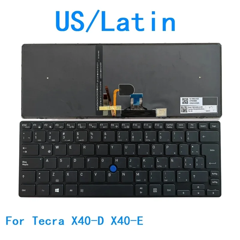 Replacement Backlit Laptop Keyboard US LA Layout For Toshiba Tecra X40‑D X40‑E Notebook PC