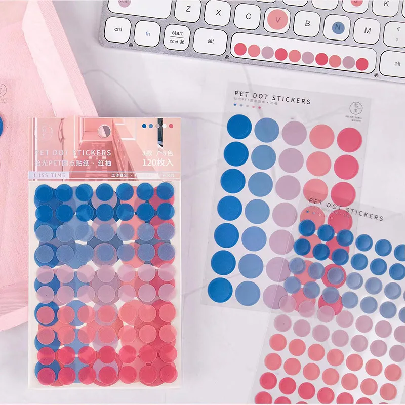 3 Pcs Label Photo Children PET Dot Sticker Creative Hand Account Material Decorative Stickers Drawing Paper