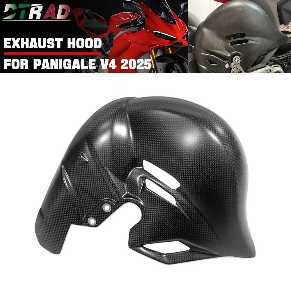 

For DUCATI Panigale / Streetfighter V4 V4S 2025 Carbon Fiber Exhaust Hood Protective Cover Heat Insulation Motorcycle Fairings